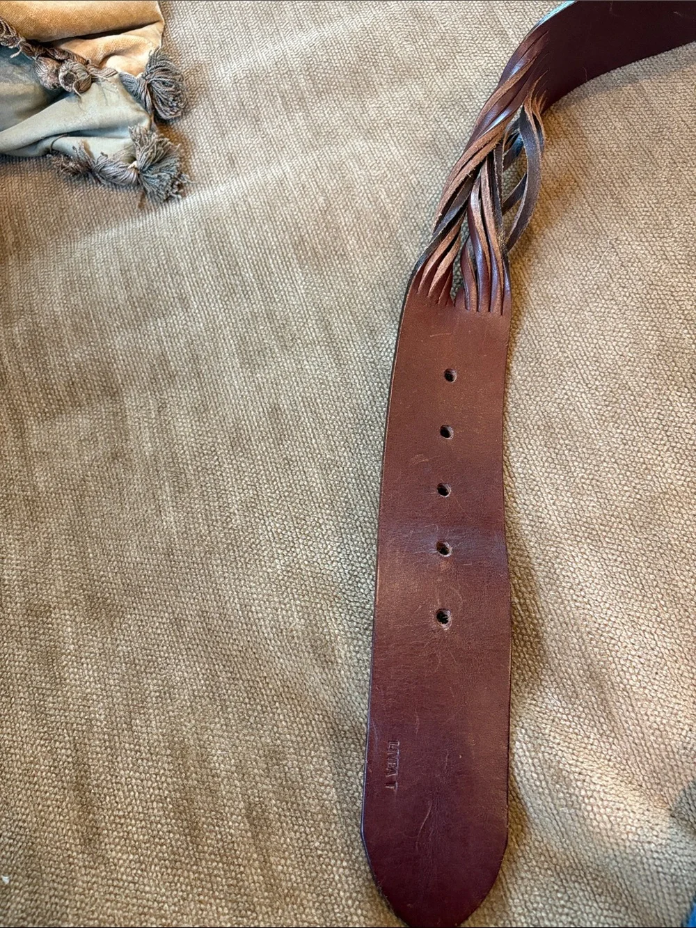 Leather Braided Accent Belt - Brown